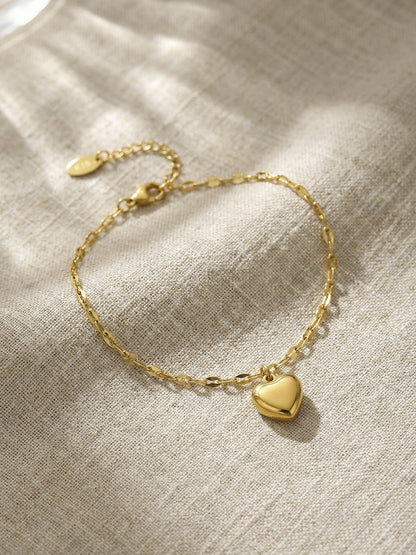 316L Stainless Steel 18K Gold Plated Chic Heart Pendant Bracelet - Image 7