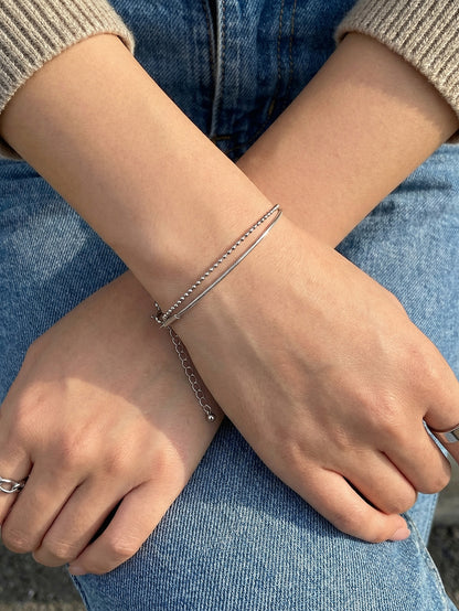 316L Stainless Steel 18K Gold Plated Chic Layered Flat Snake & Rice Bead Bracelet - Image 8