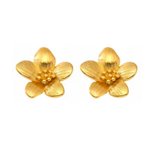 Wholesale 316L stainless steel 18K PVD gold plated sunflower stud hypoallergenic earrings.