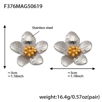 316L Stainless Steel 18K Gold Plated Chic Sunflower Stud Earrings - Image 7