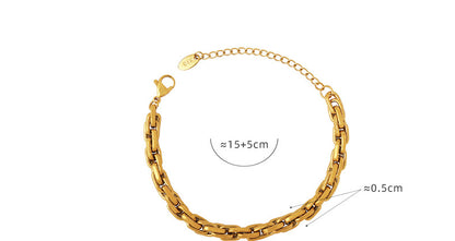 316L Stainless Steel 18K Gold Plated Chunky Interlocking Chain Bracelet - Image 5
