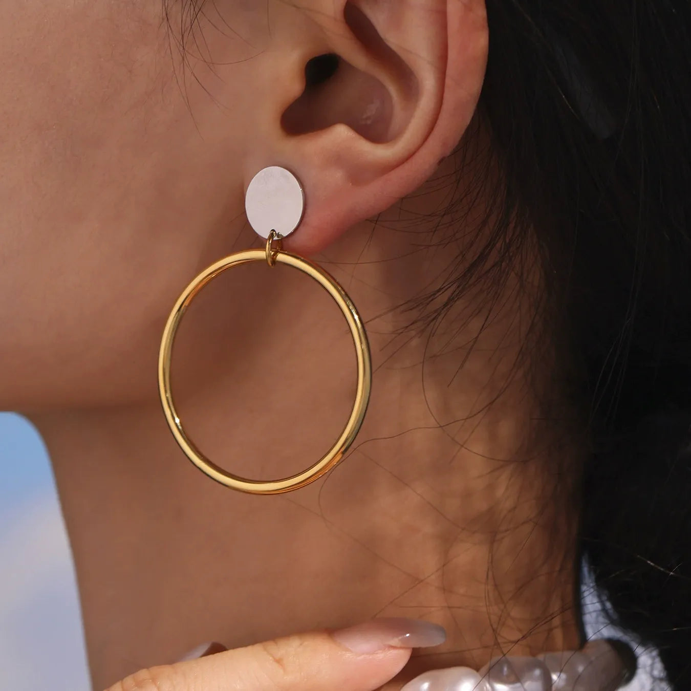 316L Stainless Steel 18K Gold Plated Classic Hoop Earrings - Image 2