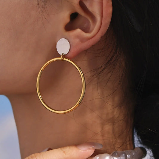 316L Stainless Steel 18K Gold Plated Classic Hoop Earrings - Image 2