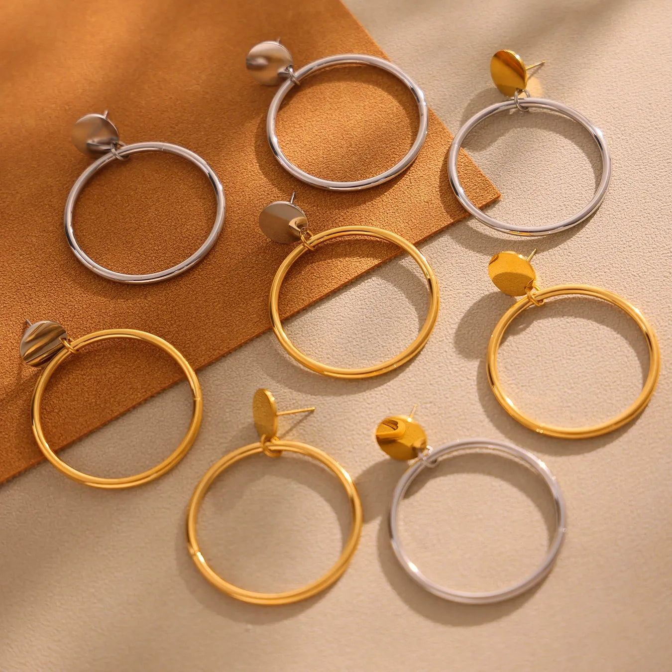 316L Stainless Steel 18K Gold Plated Classic Hoop Earrings - Image 3