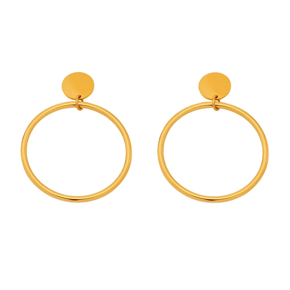 316L Stainless Steel 18K Gold Plated Classic Hoop Earrings - Image 5