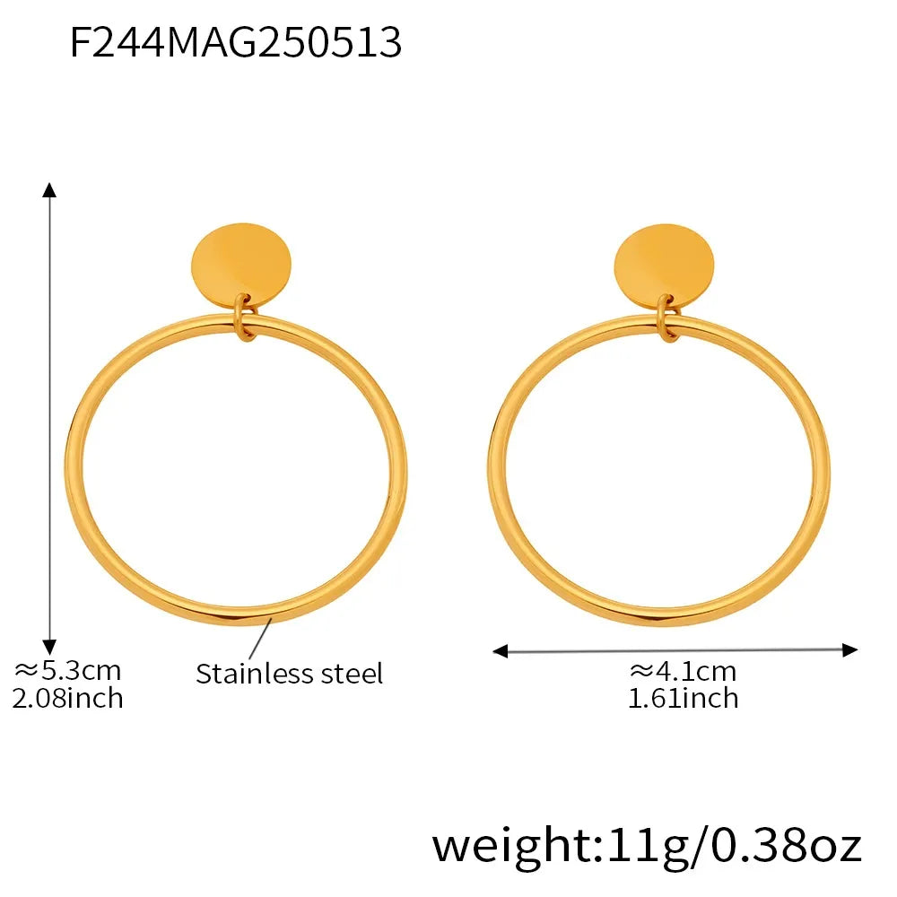 316L Stainless Steel 18K Gold Plated Classic Hoop Earrings - Image 6