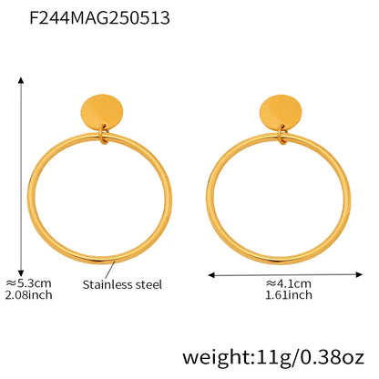 316L Stainless Steel 18K Gold Plated Classic Hoop Earrings - Image 6