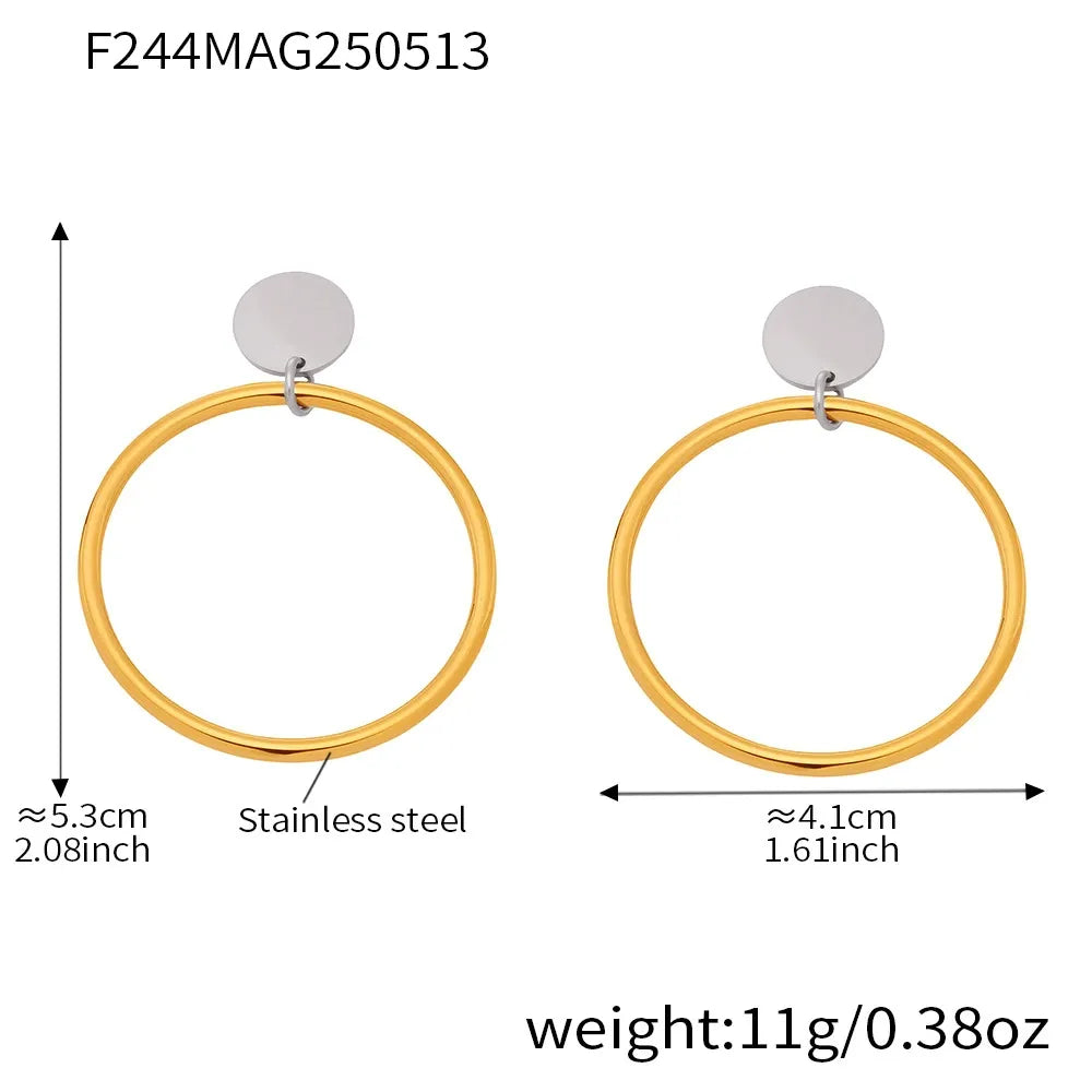 316L Stainless Steel 18K Gold Plated Classic Hoop Earrings - Image 7