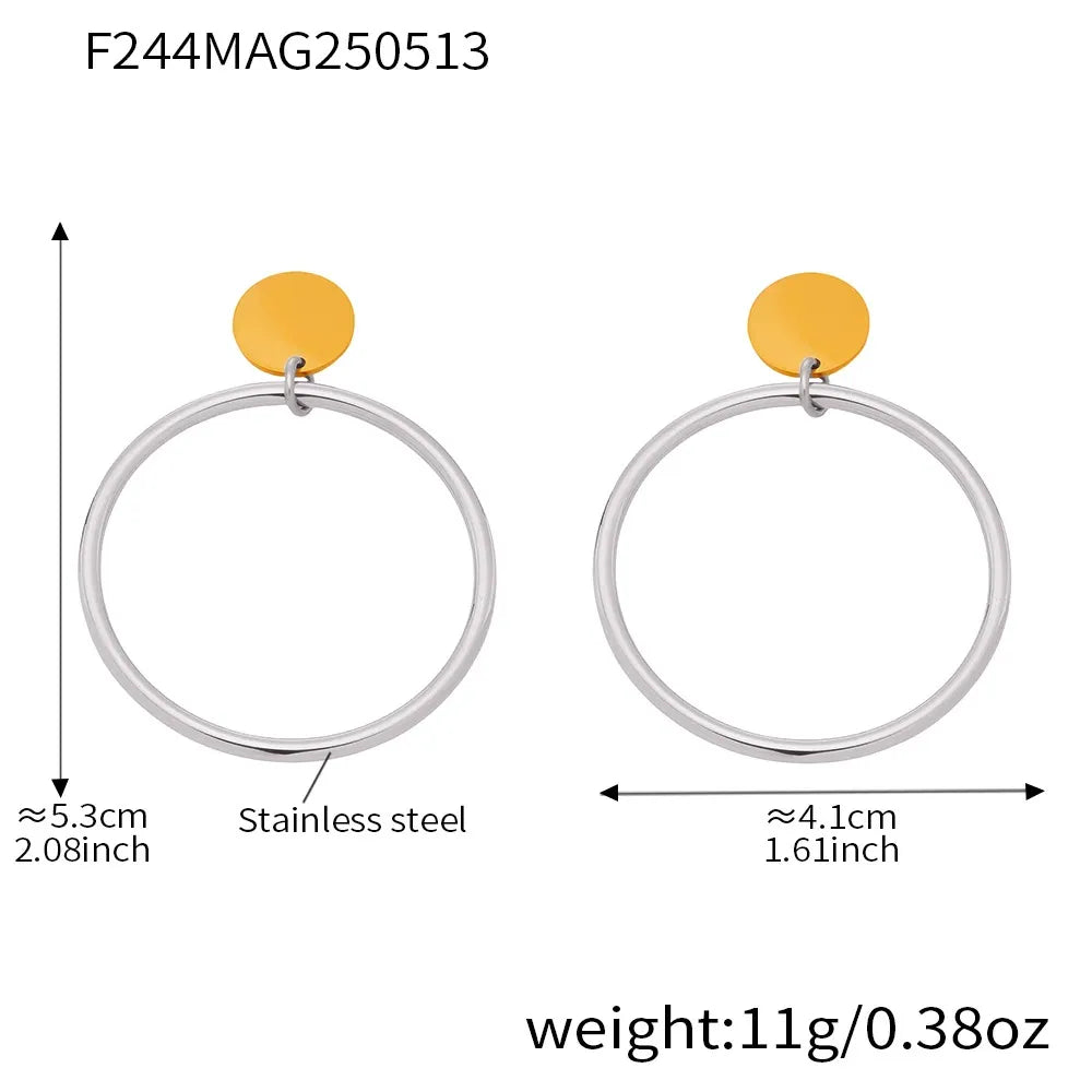 316L Stainless Steel 18K Gold Plated Classic Hoop Earrings - Image 9