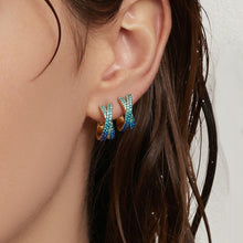 316L Stainless Steel 18K Gold Plated Colorful Zircon Criss-Cross Huggie Hoop Earrings - Image 11