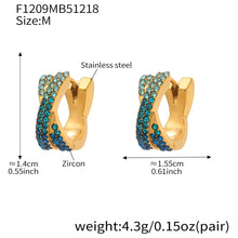 316L Stainless Steel 18K Gold Plated Colorful Zircon Criss-Cross Huggie Hoop Earrings - Image 15