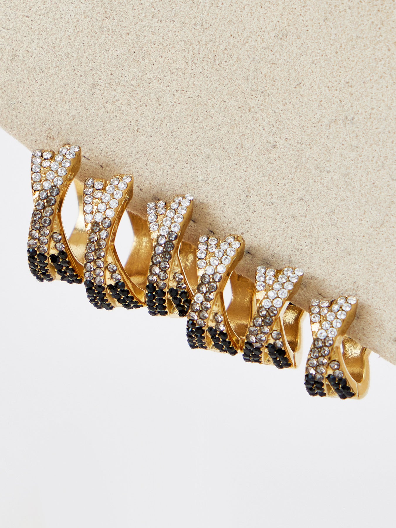 316L Stainless Steel 18K Gold Plated Colorful Zircon Criss-Cross Huggie Hoop Earrings - Image 17