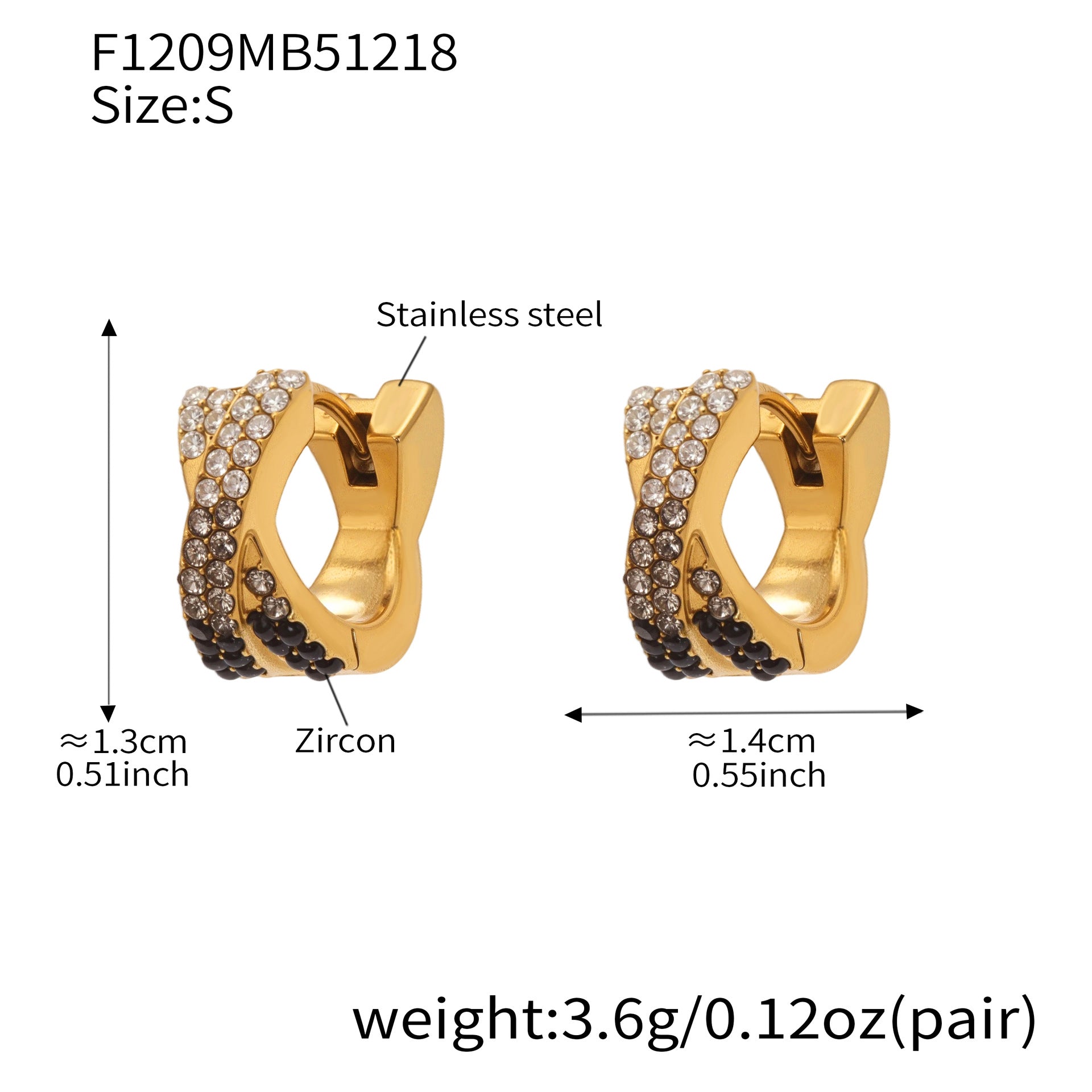 316L Stainless Steel 18K Gold Plated Colorful Zircon Criss-Cross Huggie Hoop Earrings - Image 30