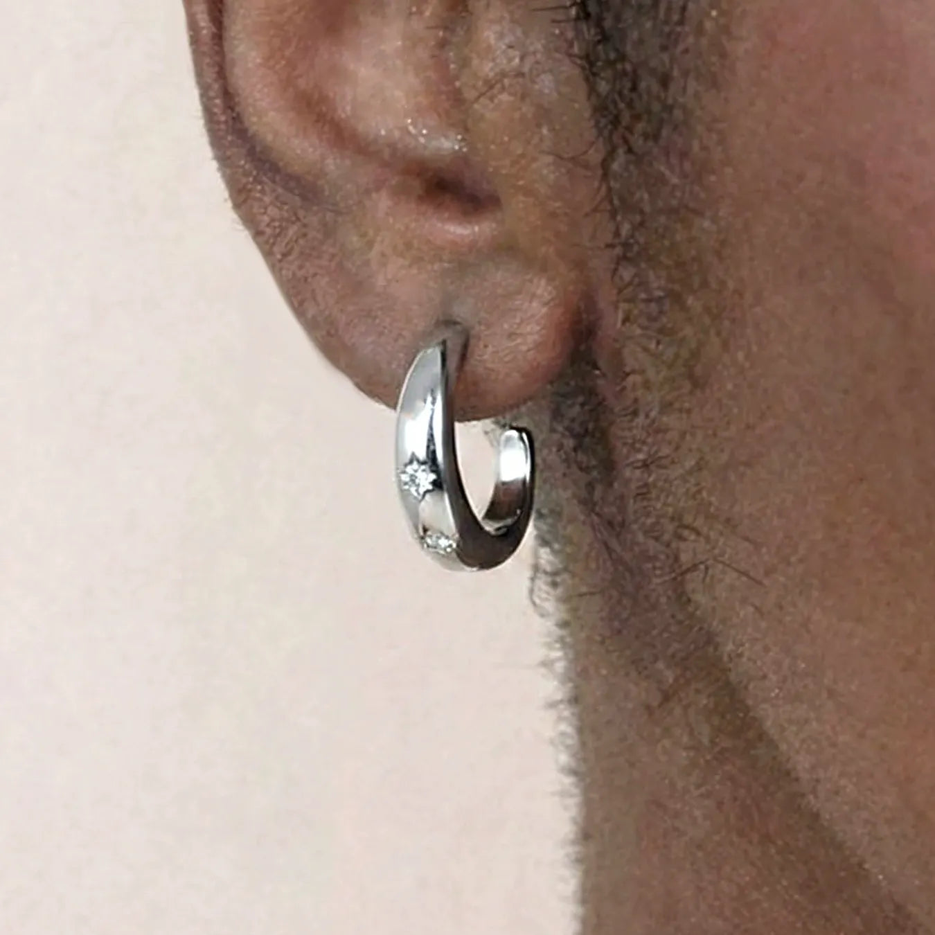 316L Stainless Steel 18K Gold Plated Cubic Zirconia C-Shape Studs - Image 3