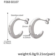 316L Stainless Steel 18K Gold Plated Cubic Zirconia C-Shape Studs - Image 6