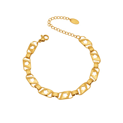 316L Stainless Steel 18K Gold Plated Cut-out Floral Bracelet - Image 2