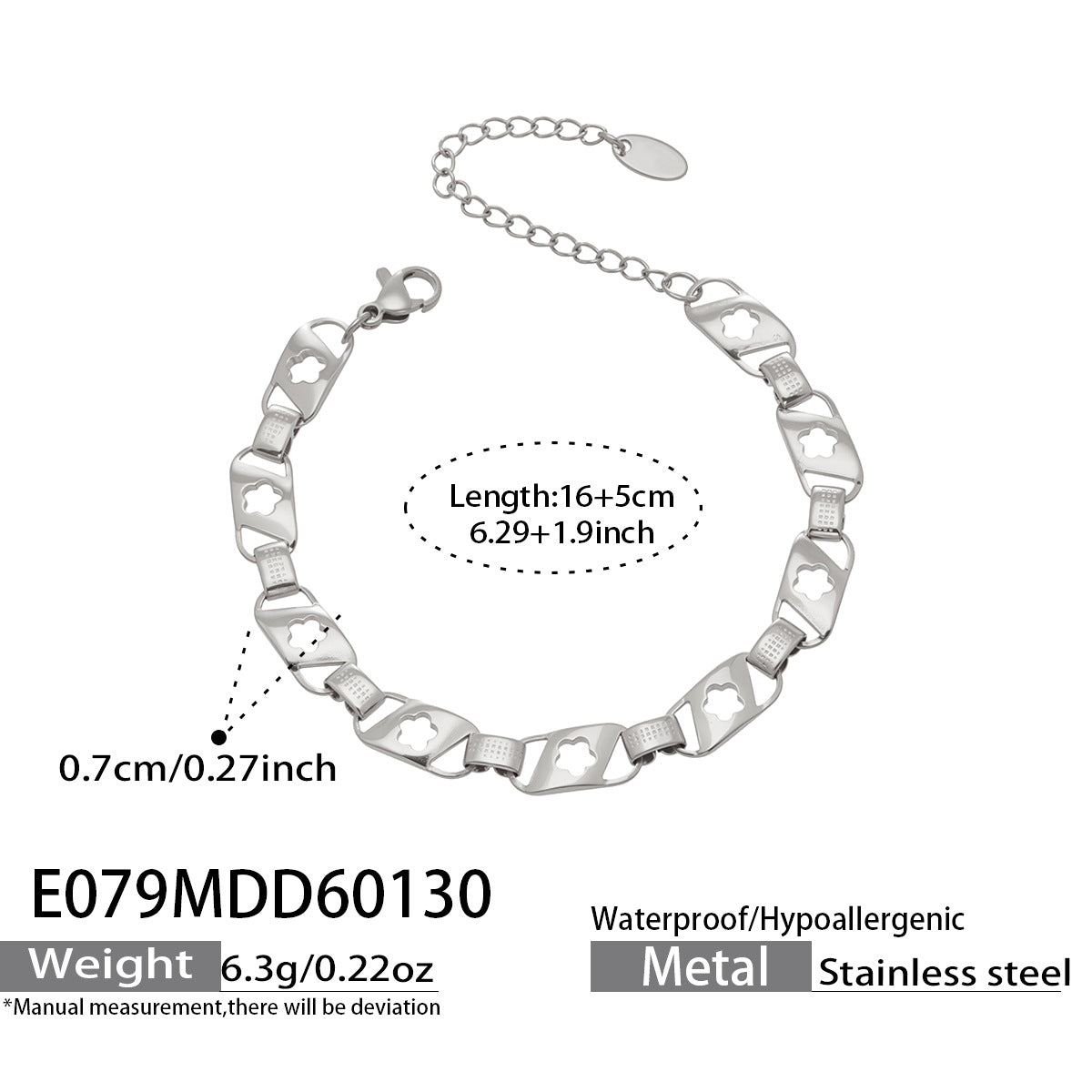 316L Stainless Steel 18K Gold Plated Cut-out Floral Bracelet - Image 5