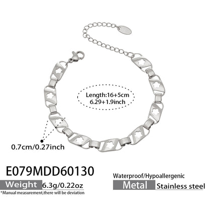 316L Stainless Steel 18K Gold Plated Cut-out Floral Bracelet - Image 5