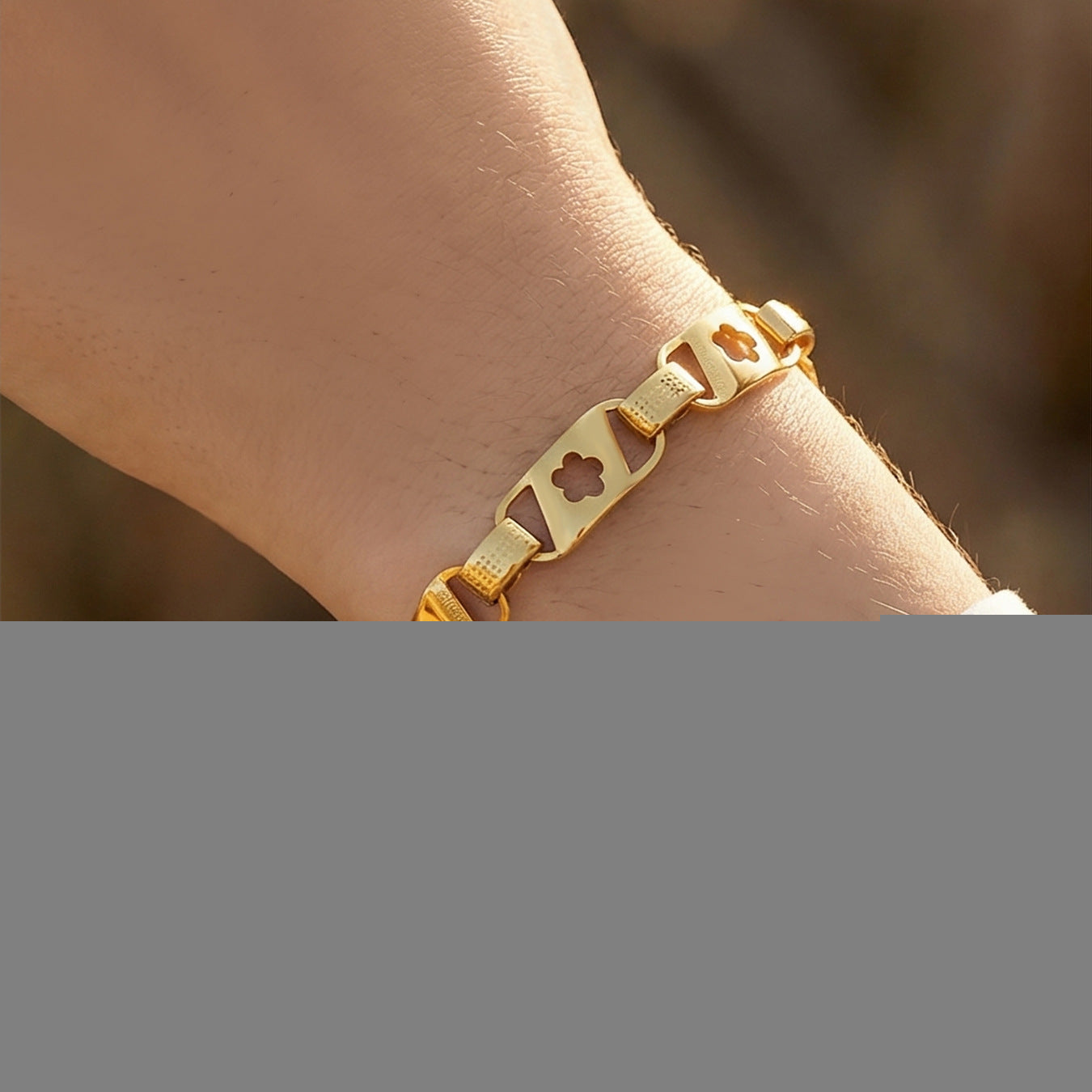 316L Stainless Steel 18K Gold Plated Cut-out Floral Bracelet - Image 7