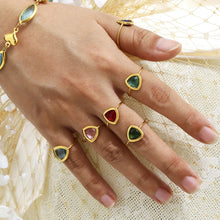 316L Stainless Steel 18K Gold Plated Czech Glass Bead Adjustable Ring - Image 1