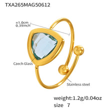 316L Stainless Steel 18K Gold Plated Czech Glass Bead Adjustable Ring - Image 17