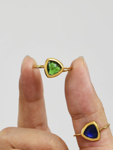 316L Stainless Steel 18K Gold Plated Czech Glass Bead Adjustable Ring - Image 3