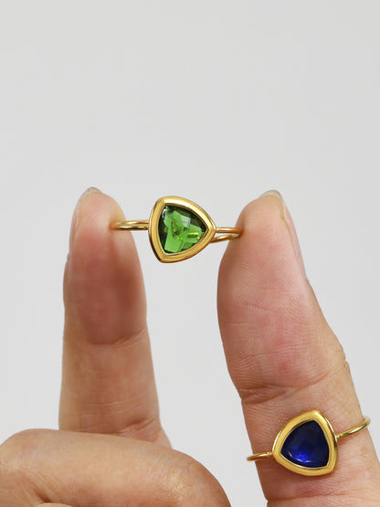 316L Stainless Steel 18K Gold Plated Czech Glass Bead Adjustable Ring - Image 3