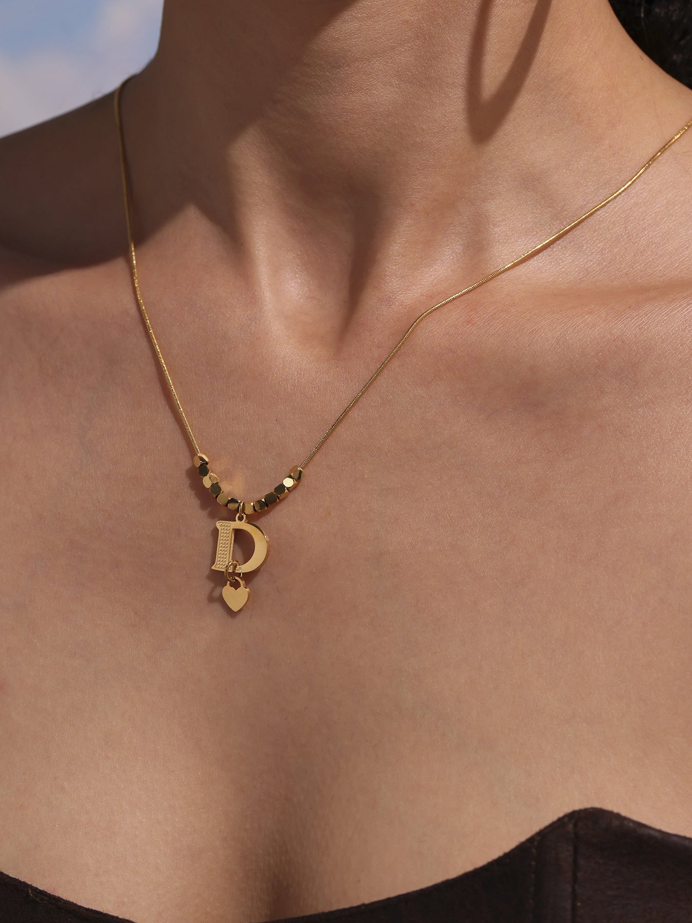 316L Stainless Steel 18K Gold Plated D Letter Necklace - Image 10