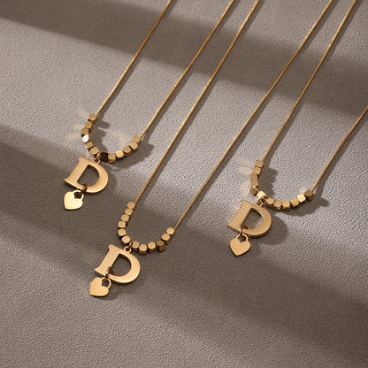 316L Stainless Steel 18K Gold Plated D Letter Necklace - Image 2