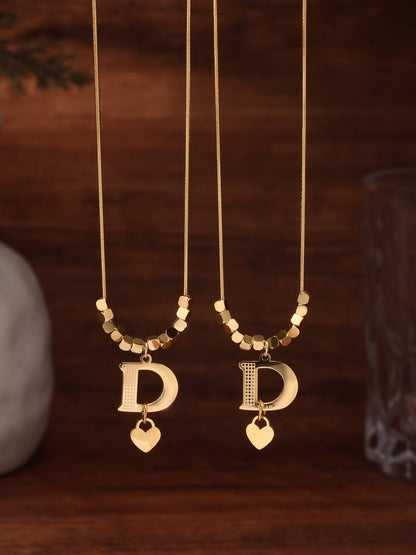 316L Stainless Steel 18K Gold Plated D Letter Necklace - Image 4