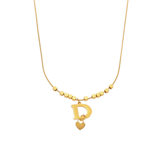 316L Stainless Steel 18K Gold Plated D Letter Necklace - Image 5