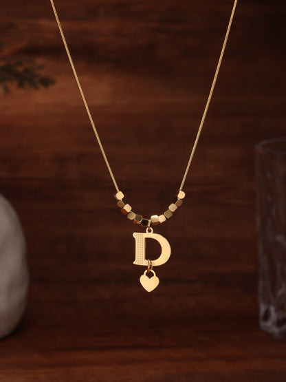 316L Stainless Steel 18K Gold Plated D Letter Necklace - Image 7