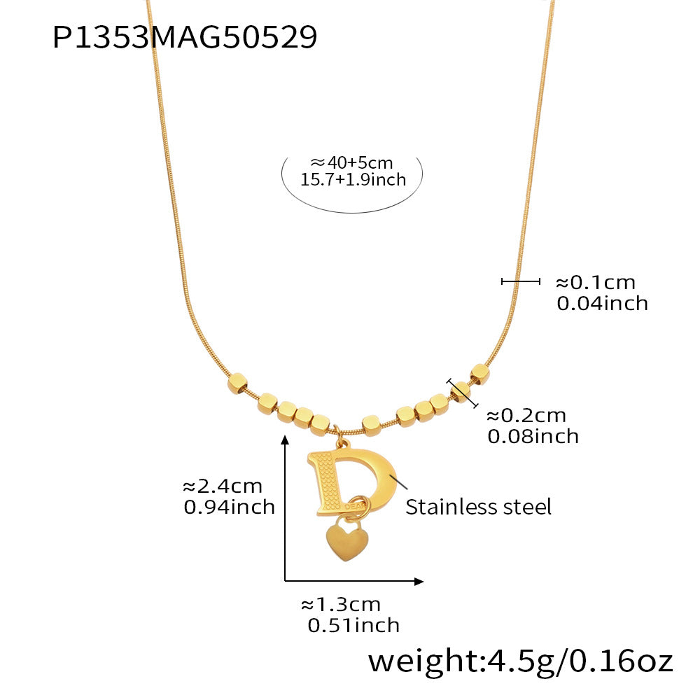 316L Stainless Steel 18K Gold Plated D Letter Necklace - Image 8