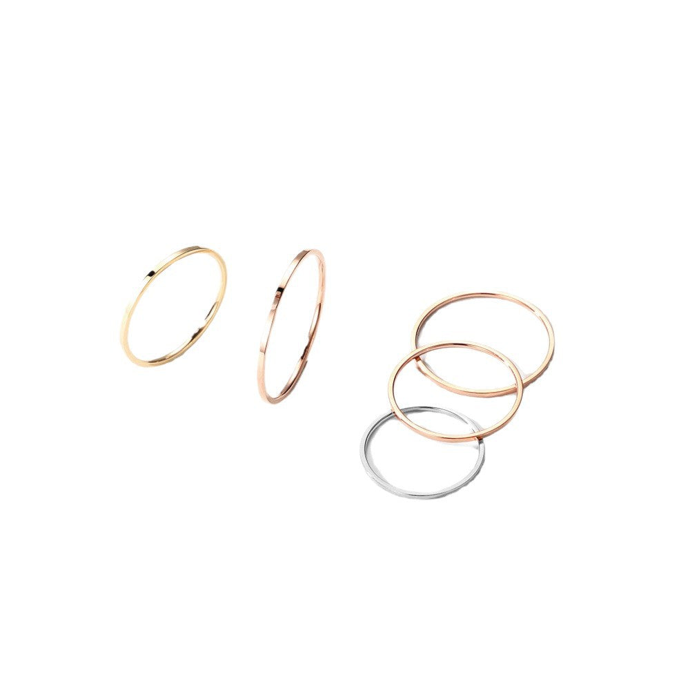 316L Stainless Steel 18K Gold Plated Dainty Minimalist Band Ring - Image 4