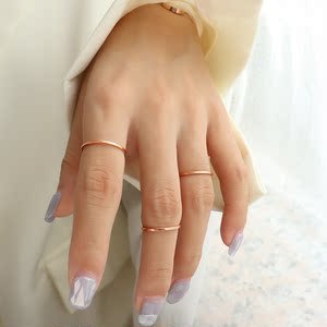 316L Stainless Steel 18K Gold Plated Dainty Minimalist Band Ring - Image 7