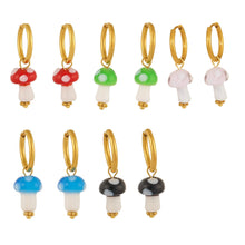 316L Stainless Steel 18K Gold Plated Dainty Mushroom Huggie Hoop Earrings - Image 10
