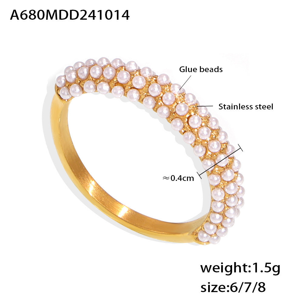 316L Stainless Steel 18K Gold Plated Dazzling Zircon Light Luxury Ring - Image 3