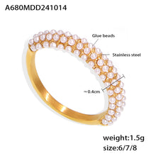 316L Stainless Steel 18K Gold Plated Dazzling Zircon Light Luxury Ring - Image 3