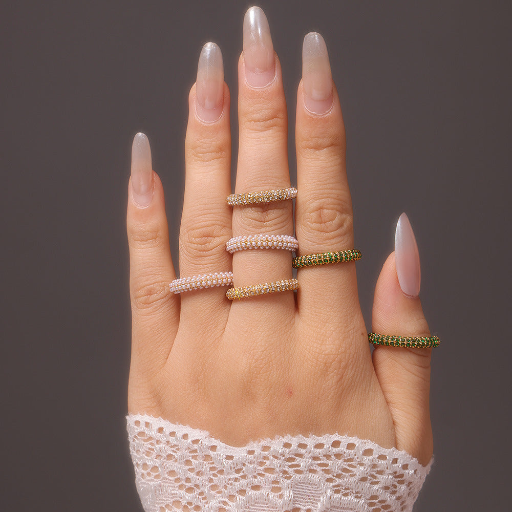 316L Stainless Steel 18K Gold Plated Dazzling Zircon Light Luxury Ring - Image 4