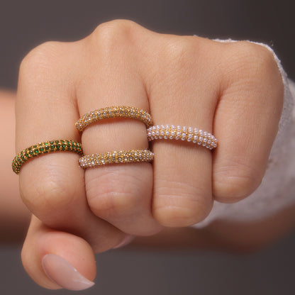 316L Stainless Steel 18K Gold Plated Dazzling Zircon Light Luxury Ring - Image 5