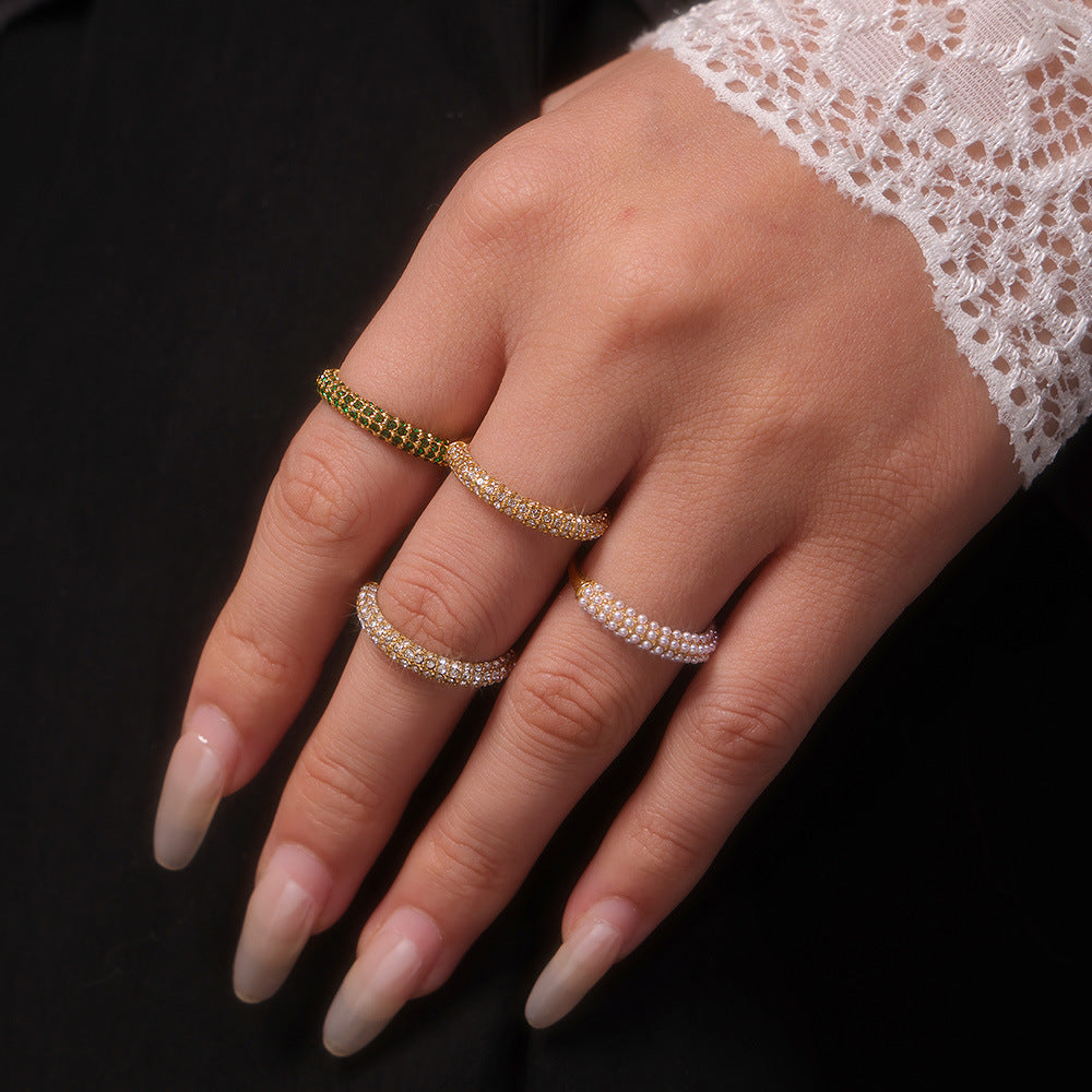 316L Stainless Steel 18K Gold Plated Dazzling Zircon Light Luxury Ring - Image 6