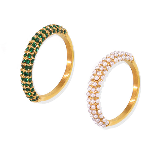 316L Stainless Steel 18K Gold Plated Dazzling Zircon Light Luxury Ring - Image 7