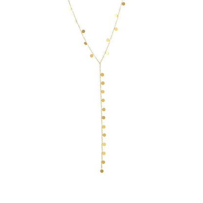 316L Stainless Steel 18K Gold Plated Disc Lariat Necklace - Image 5