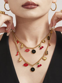316L Stainless Steel 18K Gold Plated DIY Enamel Charm Customizable Clavicle Necklace - Image 11