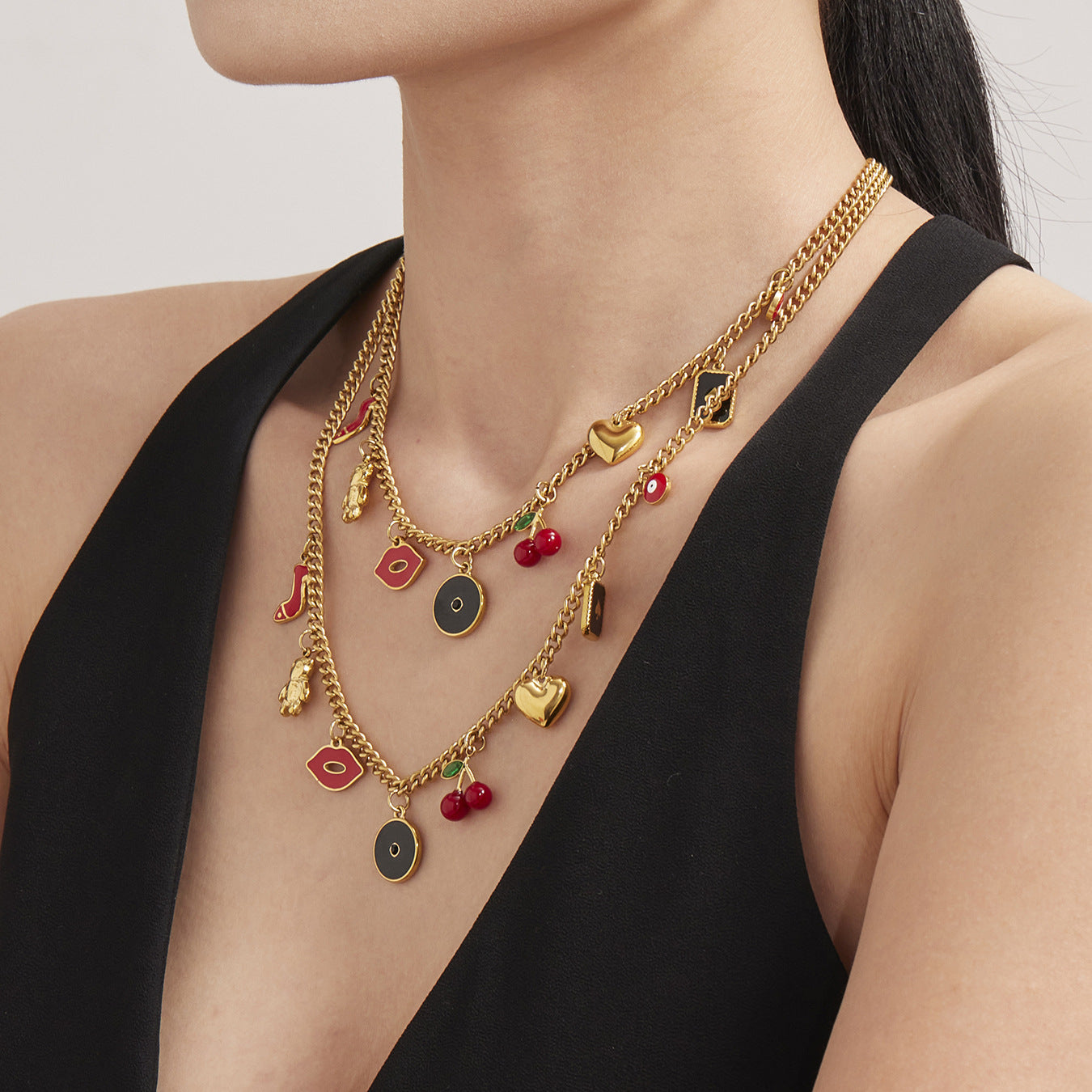 316L Stainless Steel 18K Gold Plated DIY Enamel Charm Customizable Clavicle Necklace - Image 16