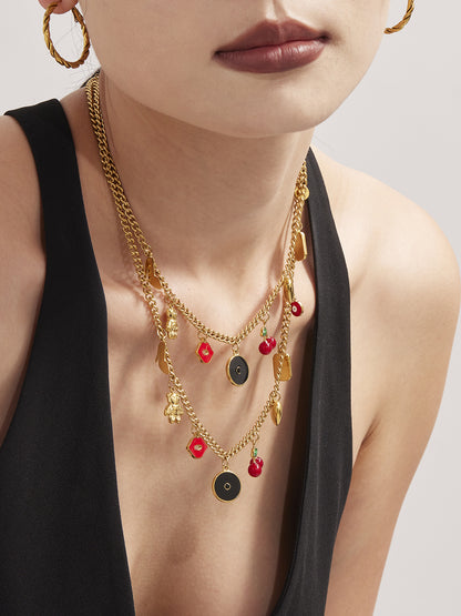 316L Stainless Steel 18K Gold Plated DIY Enamel Charm Customizable Clavicle Necklace - Image 17