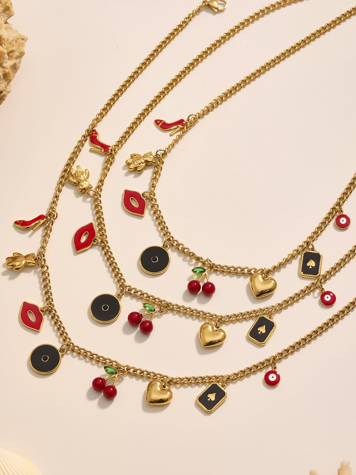 316L Stainless Steel 18K Gold Plated DIY Enamel Charm Customizable Clavicle Necklace - Image 2