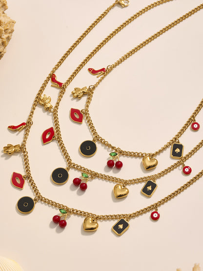 316L Stainless Steel 18K Gold Plated DIY Enamel Charm Customizable Clavicle Necklace - Image 2