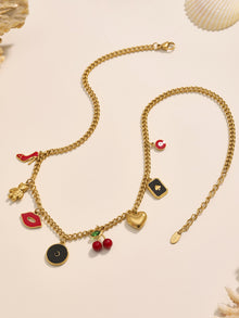 316L Stainless Steel 18K Gold Plated DIY Enamel Charm Customizable Clavicle Necklace - Image 23