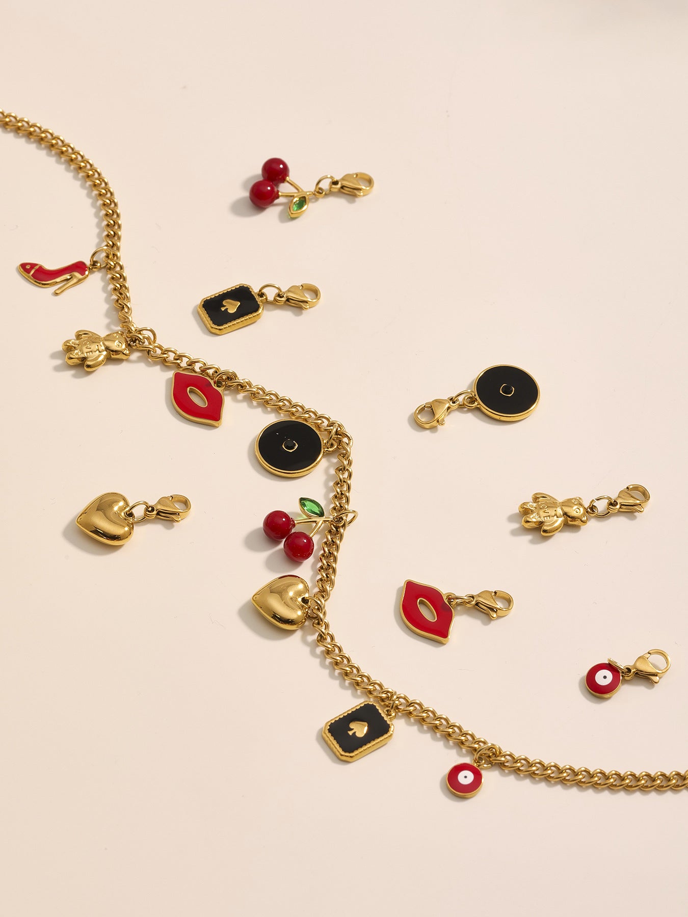 316L Stainless Steel 18K Gold Plated DIY Enamel Charm Customizable Clavicle Necklace - Image 25